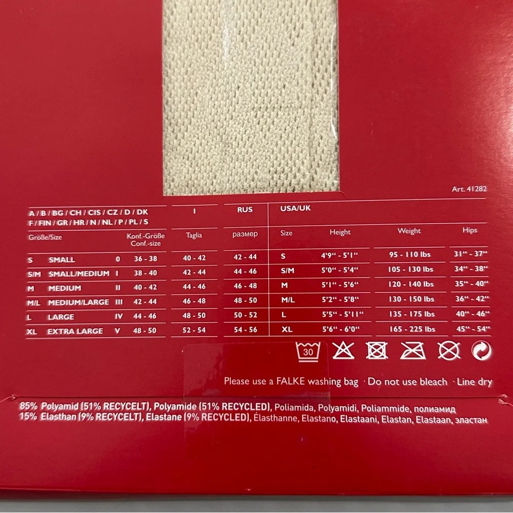 FALKE Nordstrom Champagne cream Patterned Fishnet Tights Net Pantyhose II‎ M NEW
